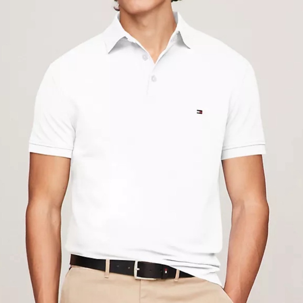 Tommy Hilfiger 1985 Slim Fit Polo White Polo Shirt Mens Medium